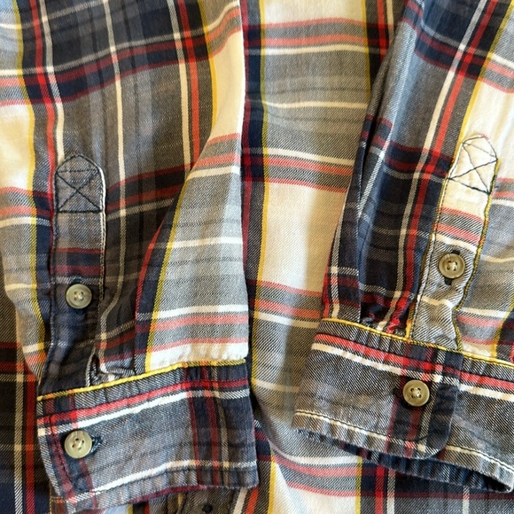 Aeo boyfriend fit button down shirt plaid blue white red in XS cotton blend - Picture 10 of 10